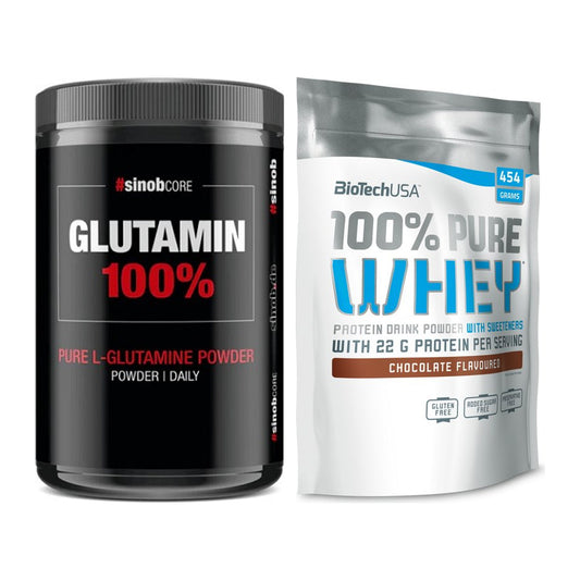 Regenerations-Duo: Sinob Core L-Glutamin + BioTech 100% Pure Whey – alle enthaltenen Artikel