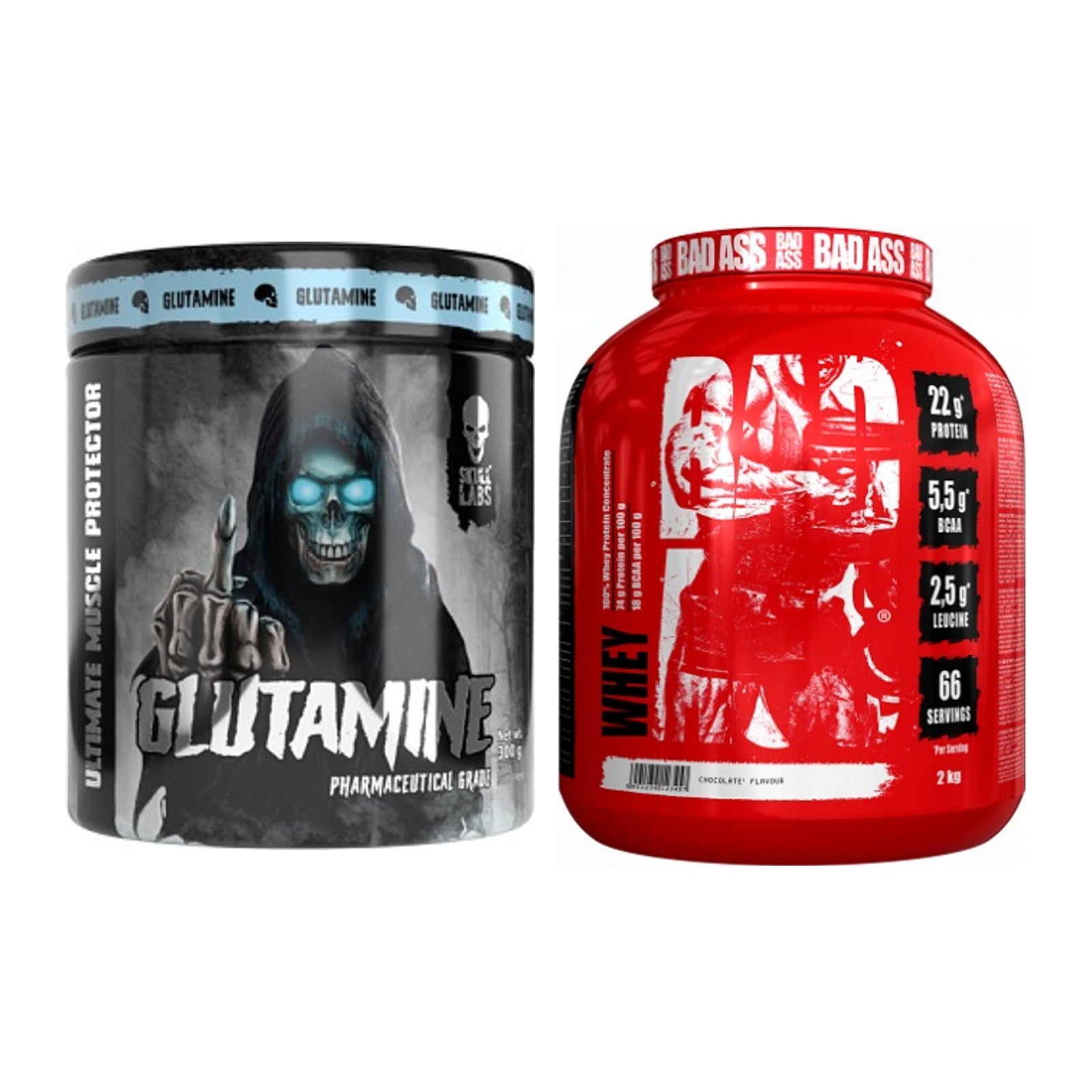 Regenerations-Duo: Skull Labs Glutamine + BAD ASS Whey – alle enthaltenen Artikel