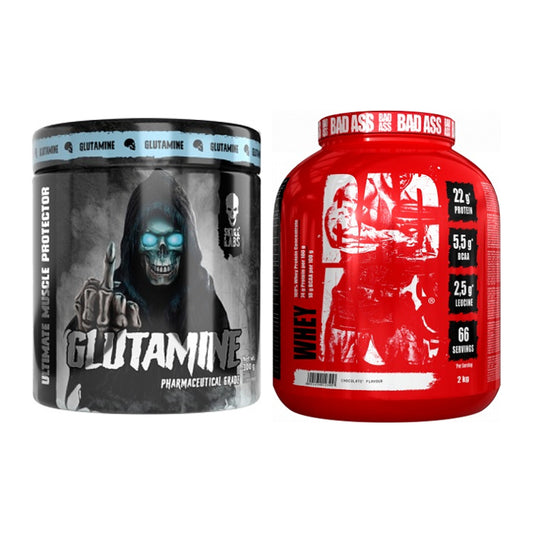 Regenerations-Duo: Skull Labs Glutamine + BAD ASS Whey – alle enthaltenen Artikel