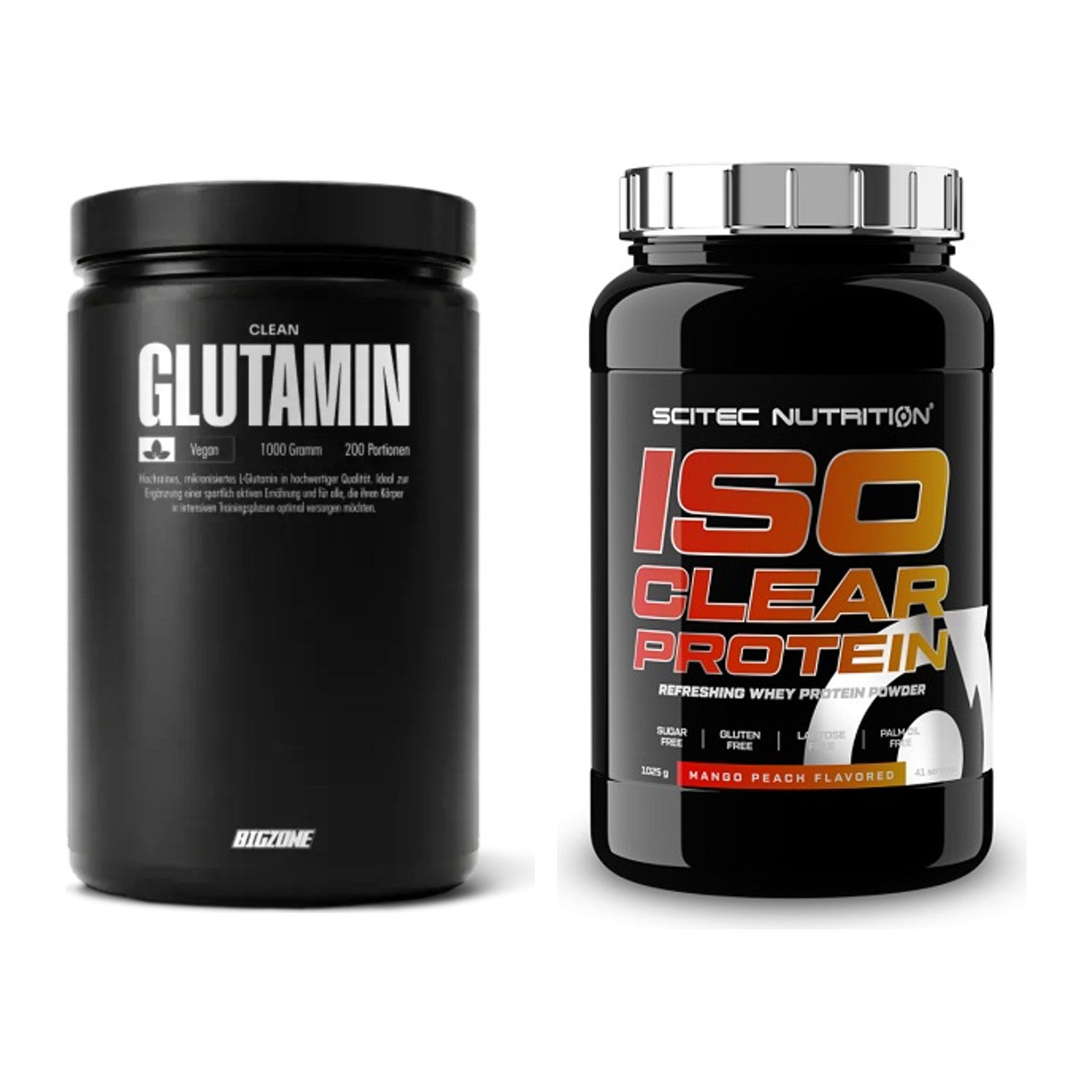 Regenerations-Duo: Big Zone Glutamin + Scitec IsoClear Protein – alle enthaltenen Artikel
