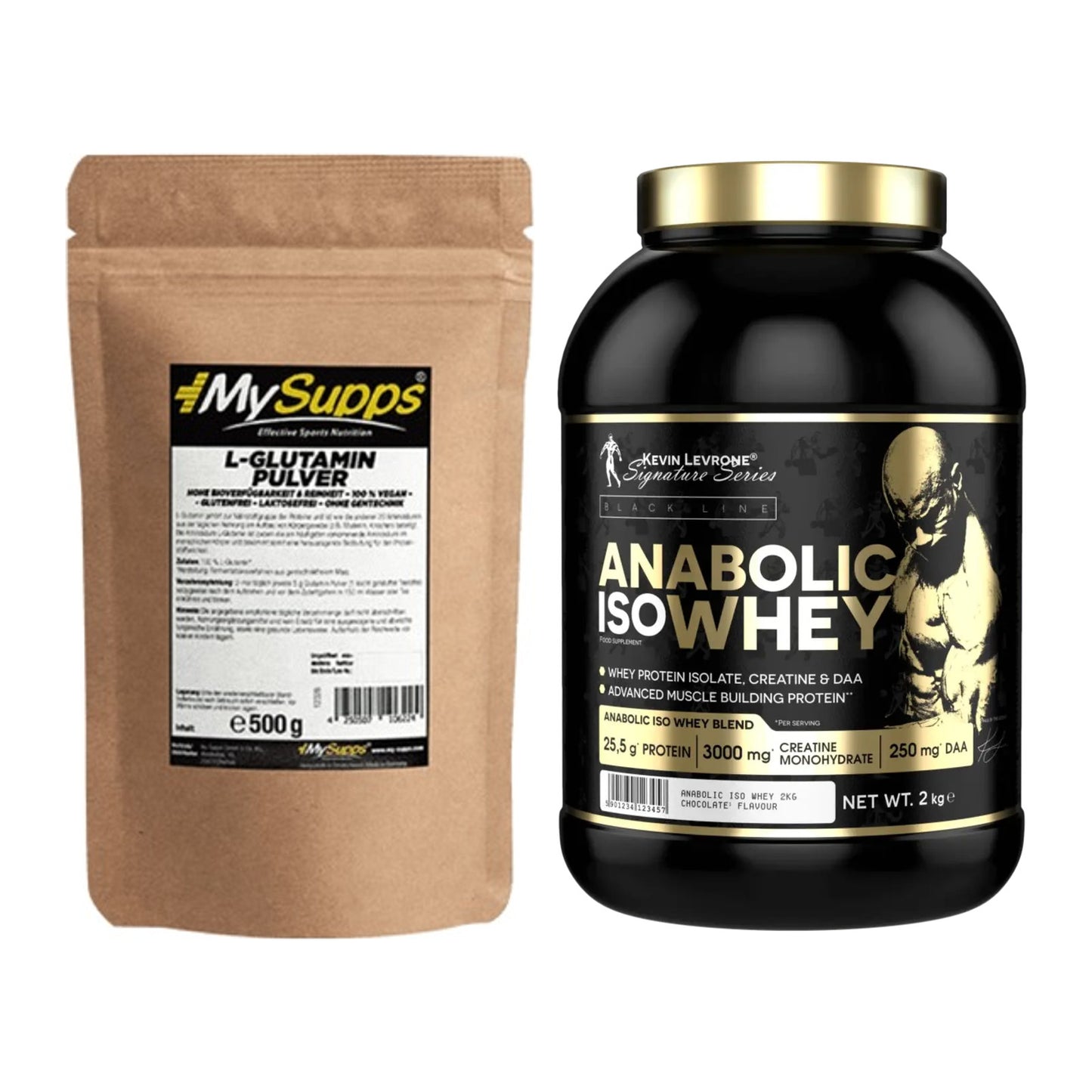 Regenerations-Duo: MySupps Glutamine + Kevin Levrone Anabolic Iso Whey – alle enthaltenen Artikel