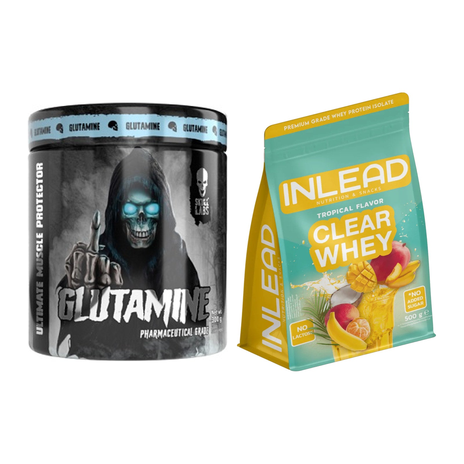 Regenerations-Duo: Skull Labs Glutamine + INLEAD Clear Whey Isolate – alle enthaltenen Artikel