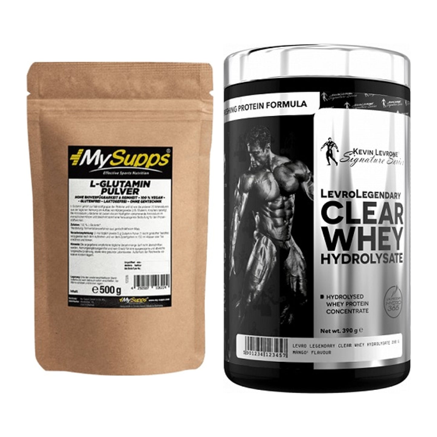 Regenerations-Duo: MySupps Glutamine + Kevin Levrone Clear Whey – alle enthaltenen Artikel