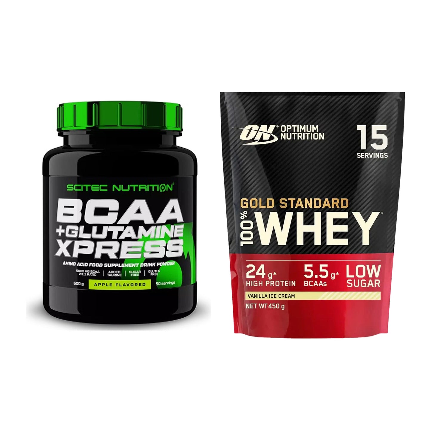 Regenerations-Duo: Scitec BCAA+ Glutamine + ON Whey Gold Standard – alle enthaltenen Artikel