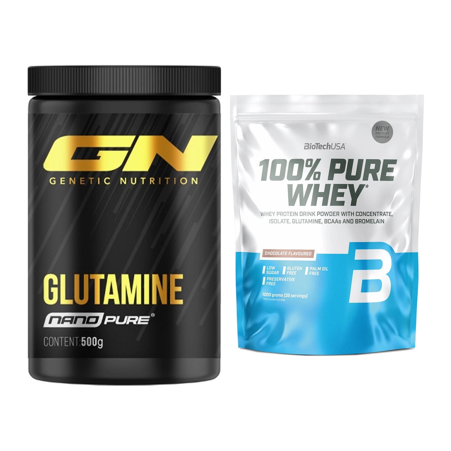 Regenerations-Duo: GN Nano Pure Glutamine + BioTech 100% Pure Whey – alle enthaltenen Artikel