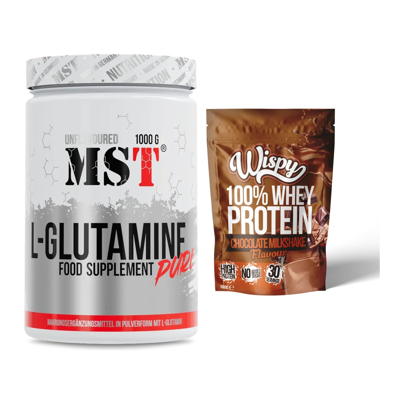 Regenerations-Duo: MST Glutamine + Wispy Whey 100% – alle enthaltenen Artikel