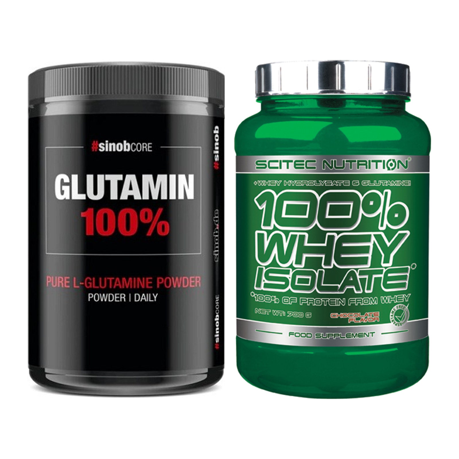 Regenerations-Duo: Sinob Core L-Glutamin + Scitec Whey Isolate – alle enthaltenen Artikel