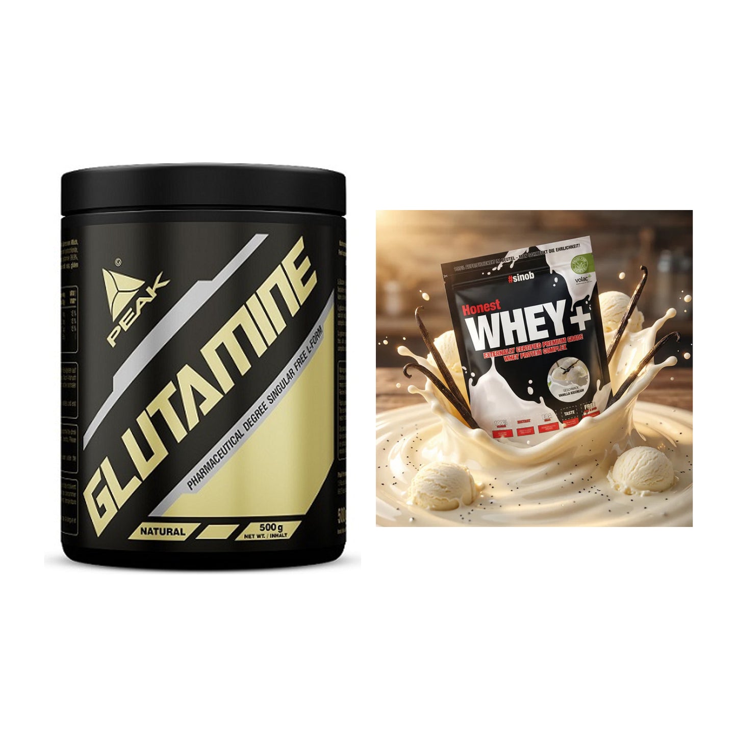 Regenerations-Duo: Peak Glutamin + Sinob Honest Whey+ – alle enthaltenen Artikel
