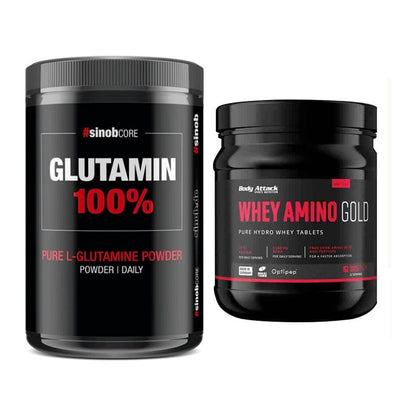 Regenerations-Duo: Sinob Core L-Glutamin + Body Attack Whey Amino Gold – alle enthaltenen Artikel