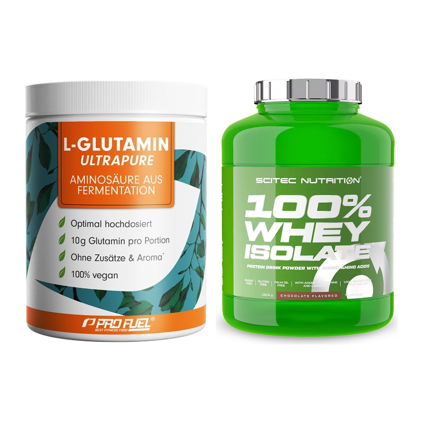 Regenerations-Duo: ProFuel Glutamin Ultrapure + Scitec Whey Isolate – alle enthaltenen Artikel