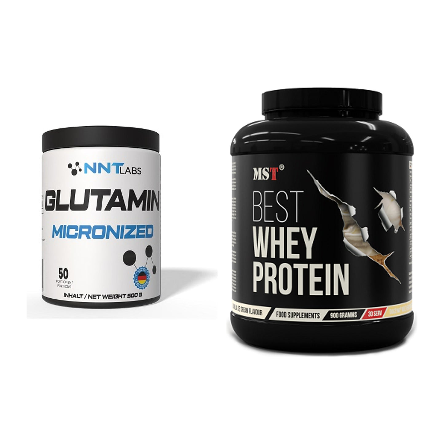 Regenerations-Duo: NNT Glutamin + MST Best Whey Protein – alle enthaltenen Artikel