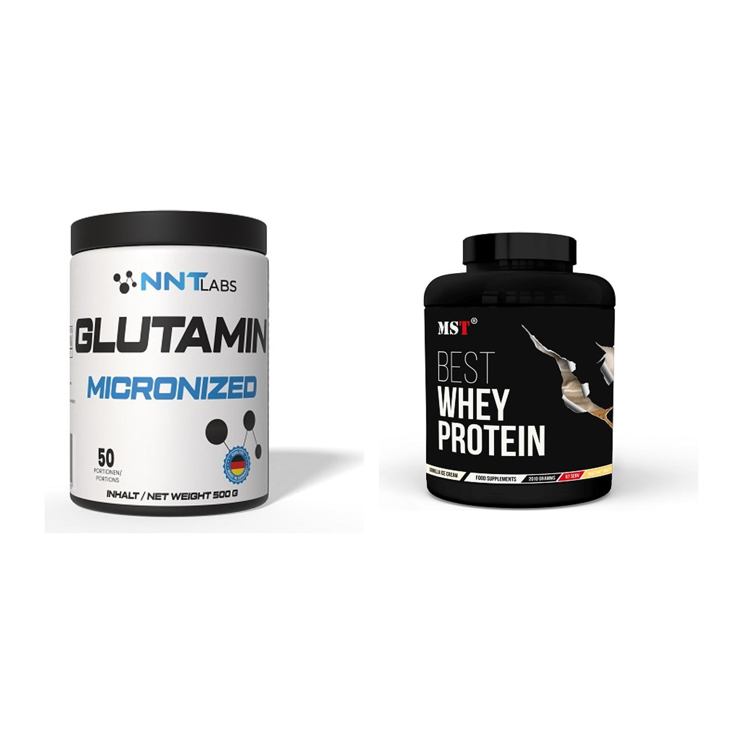 Regenerations-Duo: NNT Glutamin + MST Best Whey Protein – alle enthaltenen Artikel