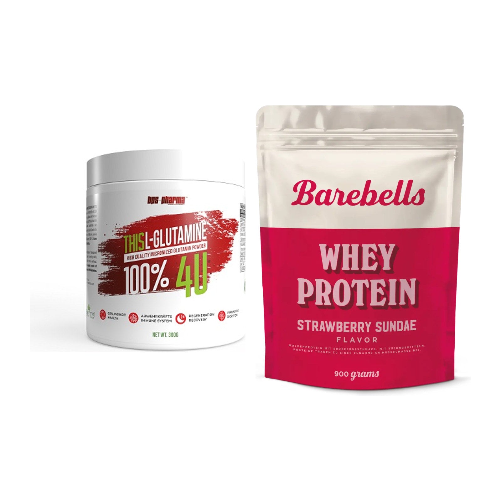 Regenerations-Duo: BPS-Pharma This Glutamin + Barebells Whey Protein – alle enthaltenen Artikel