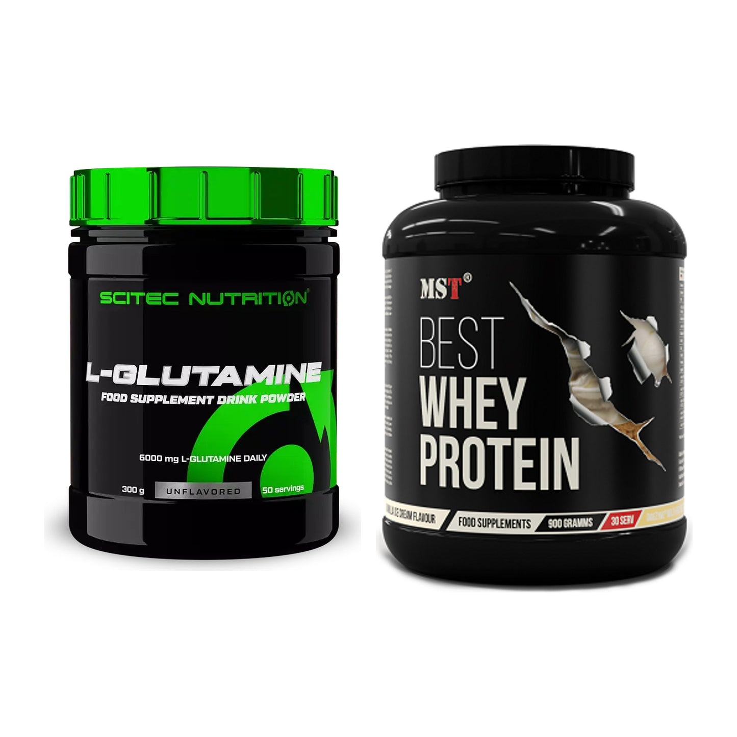 Regenerations-Duo: Scitec L-Glutamin + MST Best Whey Protein – alle enthaltenen Artikel