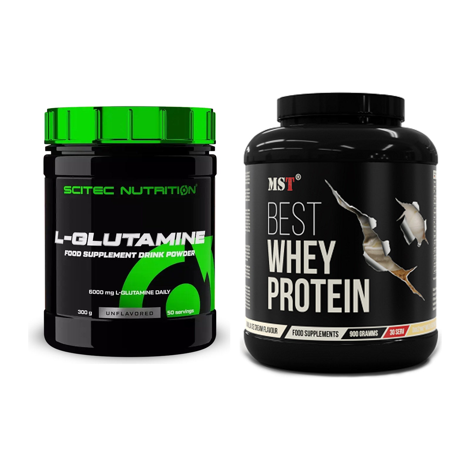 Regenerations-Duo: Scitec L-Glutamin + MST Best Whey Protein – alle enthaltenen Artikel