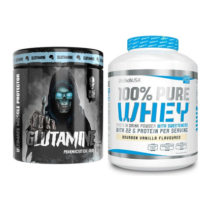 Regenerations-Duo: Skull Labs Glutamine + BioTech 100% Pure Whey – alle enthaltenen Artikel