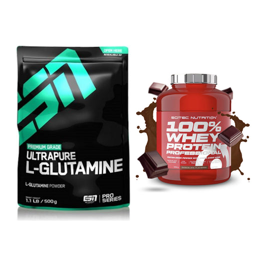 Regenerations-Duo: ESN Ultrapure L-Glutamin + Scitec 100% Whey – alle enthaltenen Artikel