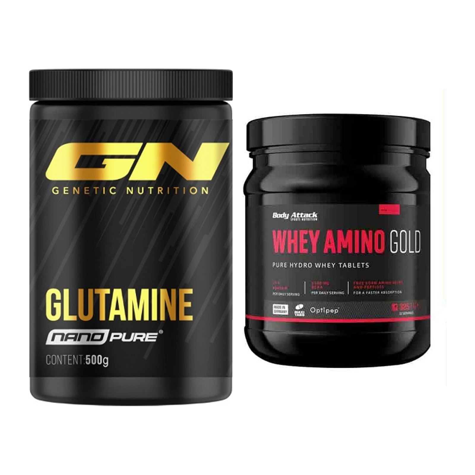 Regenerations-Duo: GN Nano Pure Glutamine + Body Attack Whey Amino – alle enthaltenen Artikel