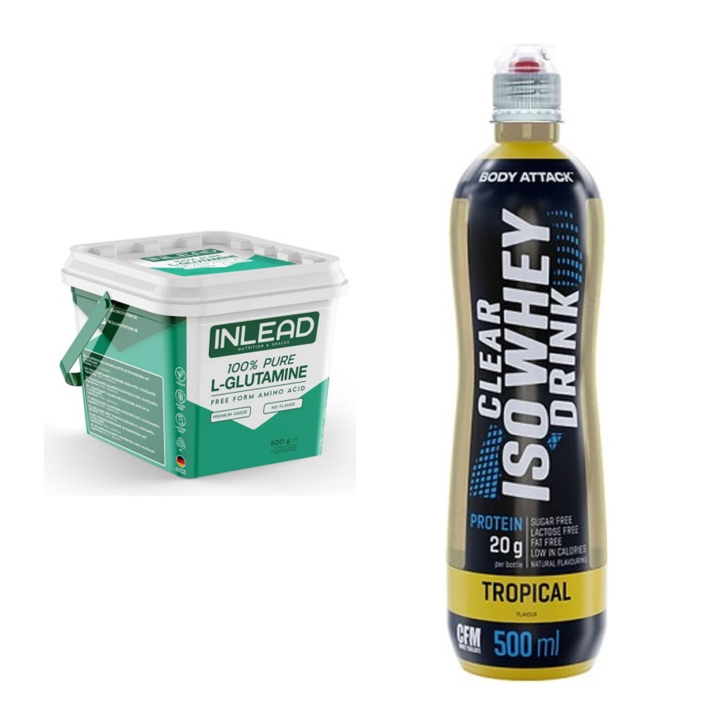 Regenerations-Duo: INLEAD L-Glutamine + Body Attack Clear Iso – alle enthaltenen Artikel