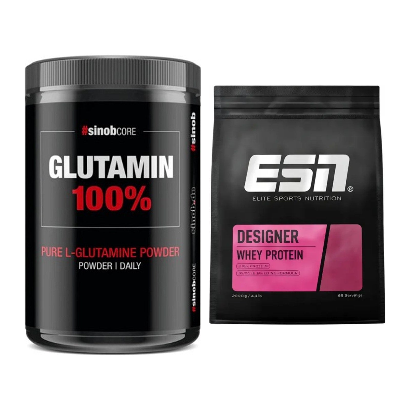 Regenerations-Duo: Sinob Core L-Glutamin + ESN Designer Whey – alle enthaltenen Artikel