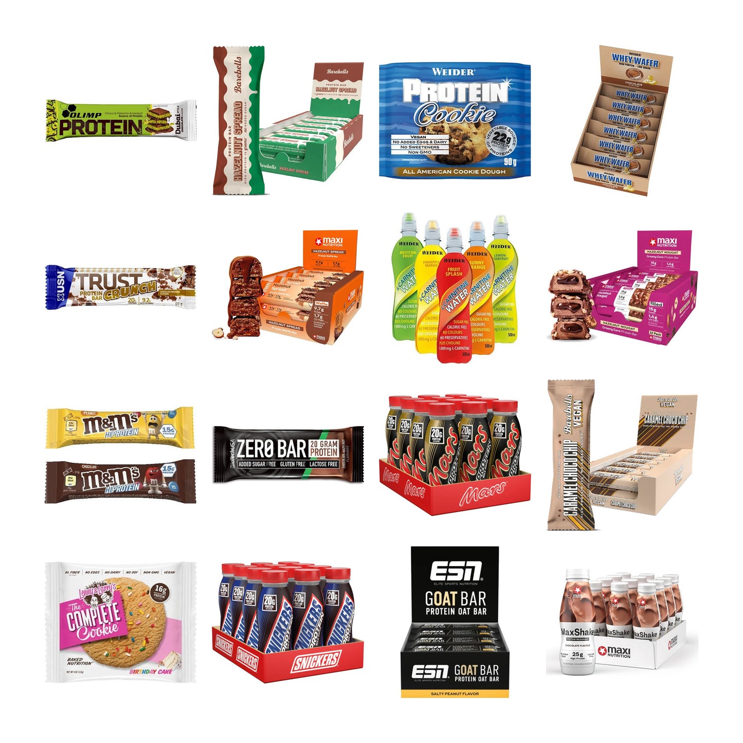 Große Probierbox: Olimp Protein Bar + Barebells Spread + 18 weitere – alle enthaltenen Artikel