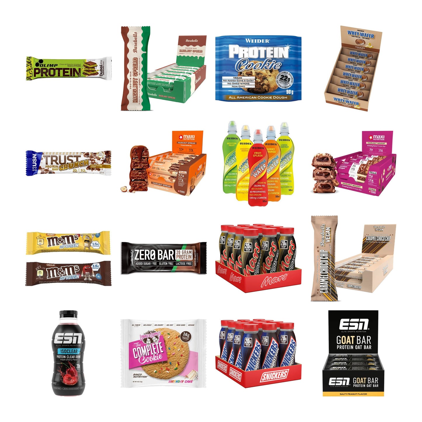 Große Probierbox: Olimp Protein Bar + Barebells Spread + 18 weitere – alle enthaltenen Artikel