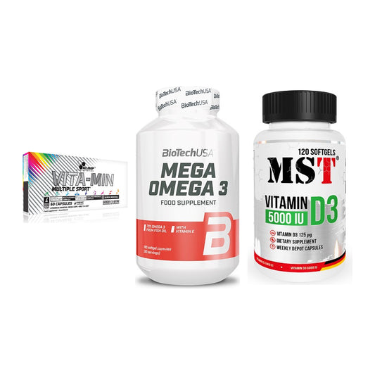 Grundversorgung: Olimp Vita-Min + BioTech Mega + MST Vitamin D3 – alle enthaltenen Artikel