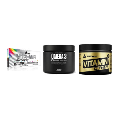 Grundversorgung: Olimp Vita-Min + Big Zone Omega + Peak Vitamin – alle enthaltenen Artikel