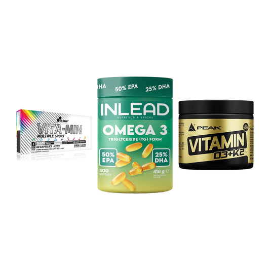 Grundversorgung: Olimp Vita-Min + INLEAD Omega-3 + Peak Vitamin – alle enthaltenen Artikel