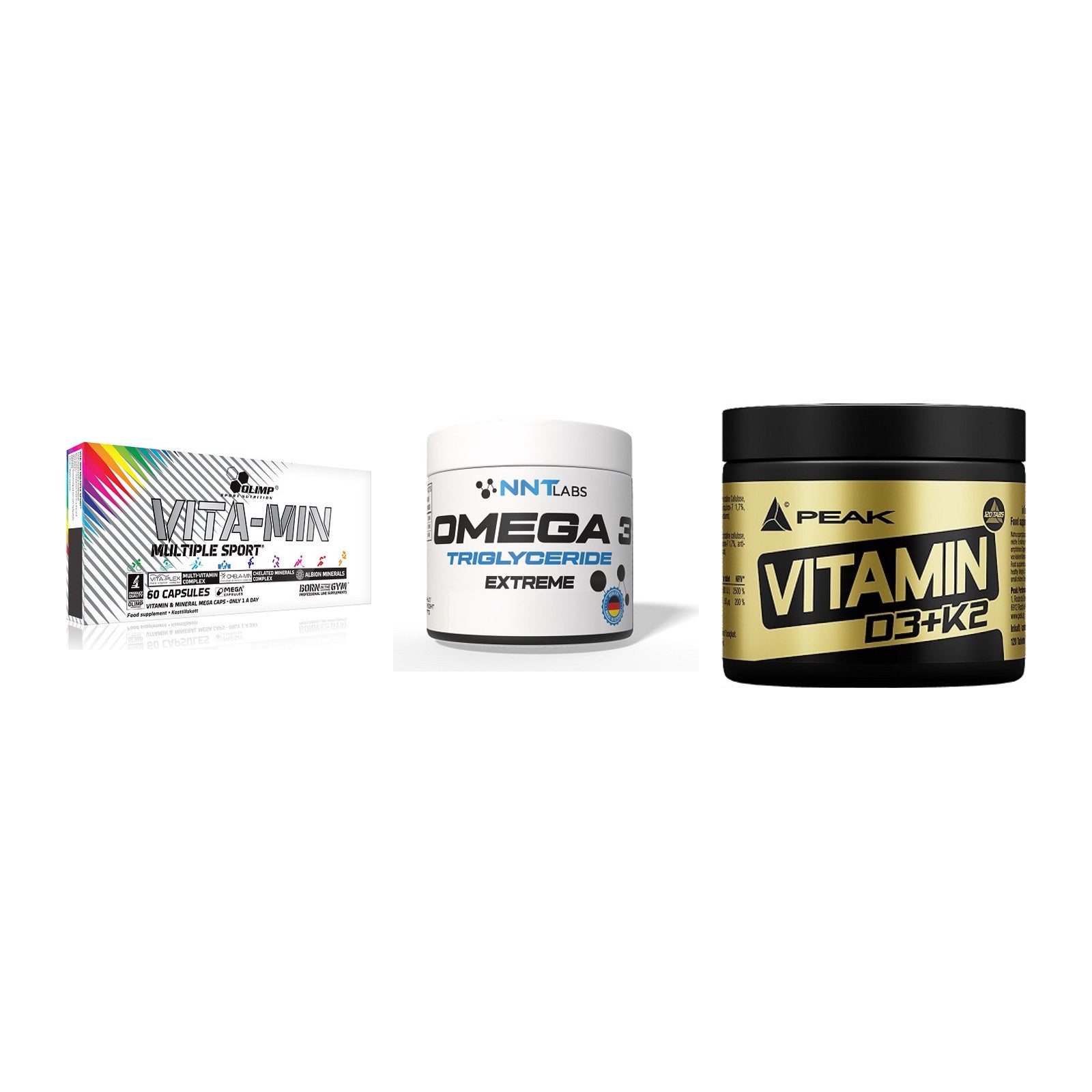 Grundversorgung: Olimp Vita-Min + NNT Omega 3 + Peak Vitamin – alle enthaltenen Artikel