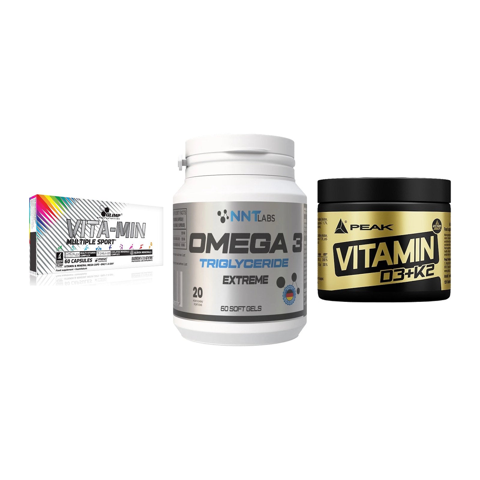 Grundversorgung: Olimp Vita-Min + NNT Omega 3 + Peak Vitamin – alle enthaltenen Artikel