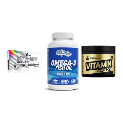 Grundversorgung: Olimp Vita-Min + Wispy Omega 3 + Peak Vitamin – alle enthaltenen Artikel