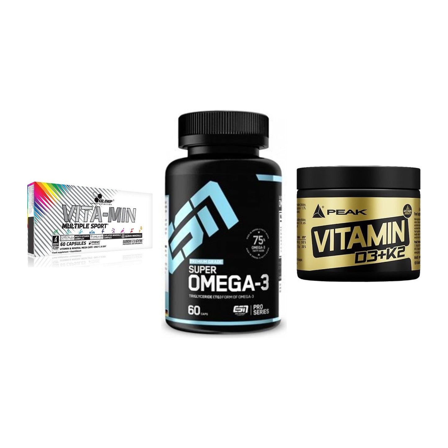 Grundversorgung: Olimp Vita-Min + ESN Omega 3 + Peak Vitamin – alle enthaltenen Artikel