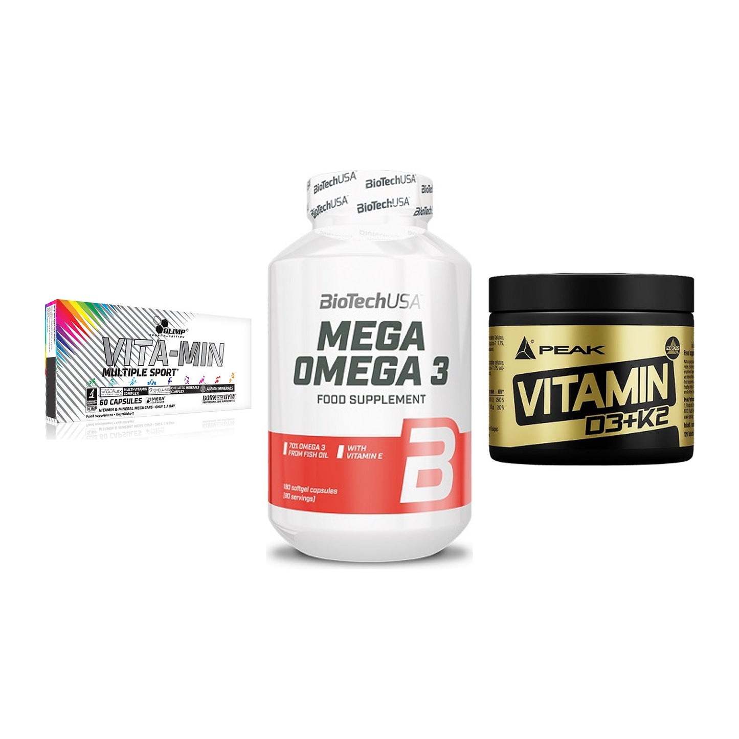 Grundversorgung: Olimp Vita-Min + BioTech Mega + Peak Vitamin – alle enthaltenen Artikel