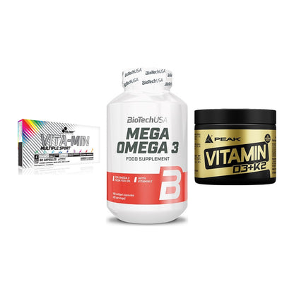 Grundversorgung: Olimp Vita-Min + BioTech Mega + Peak Vitamin – alle enthaltenen Artikel