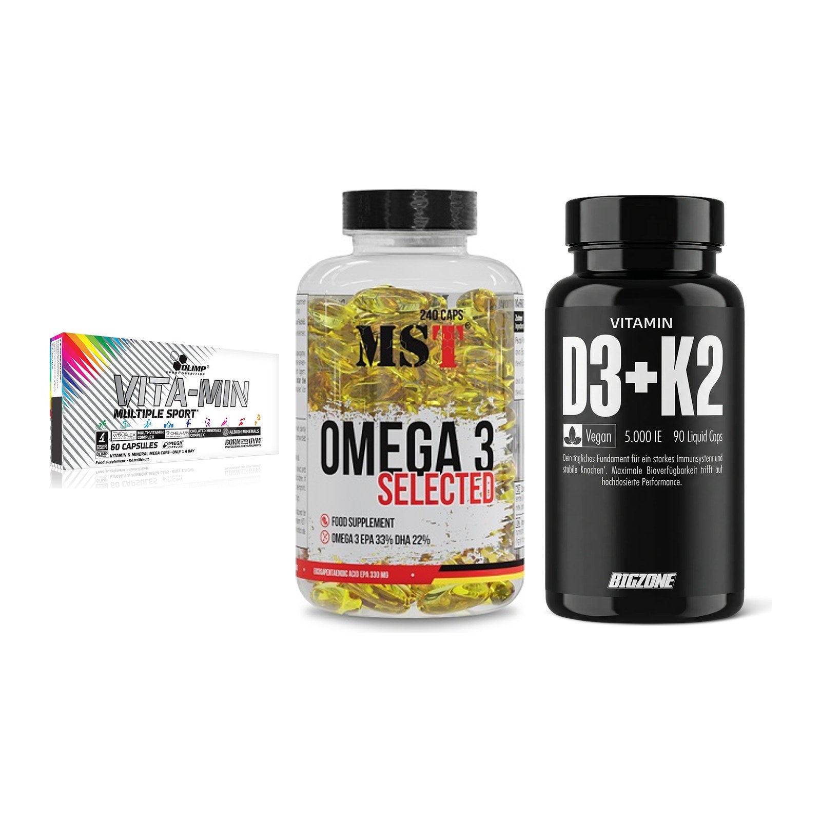 Grundversorgung: Olimp Vita-Min + MST Omega 3 + Big Zone – alle enthaltenen Artikel