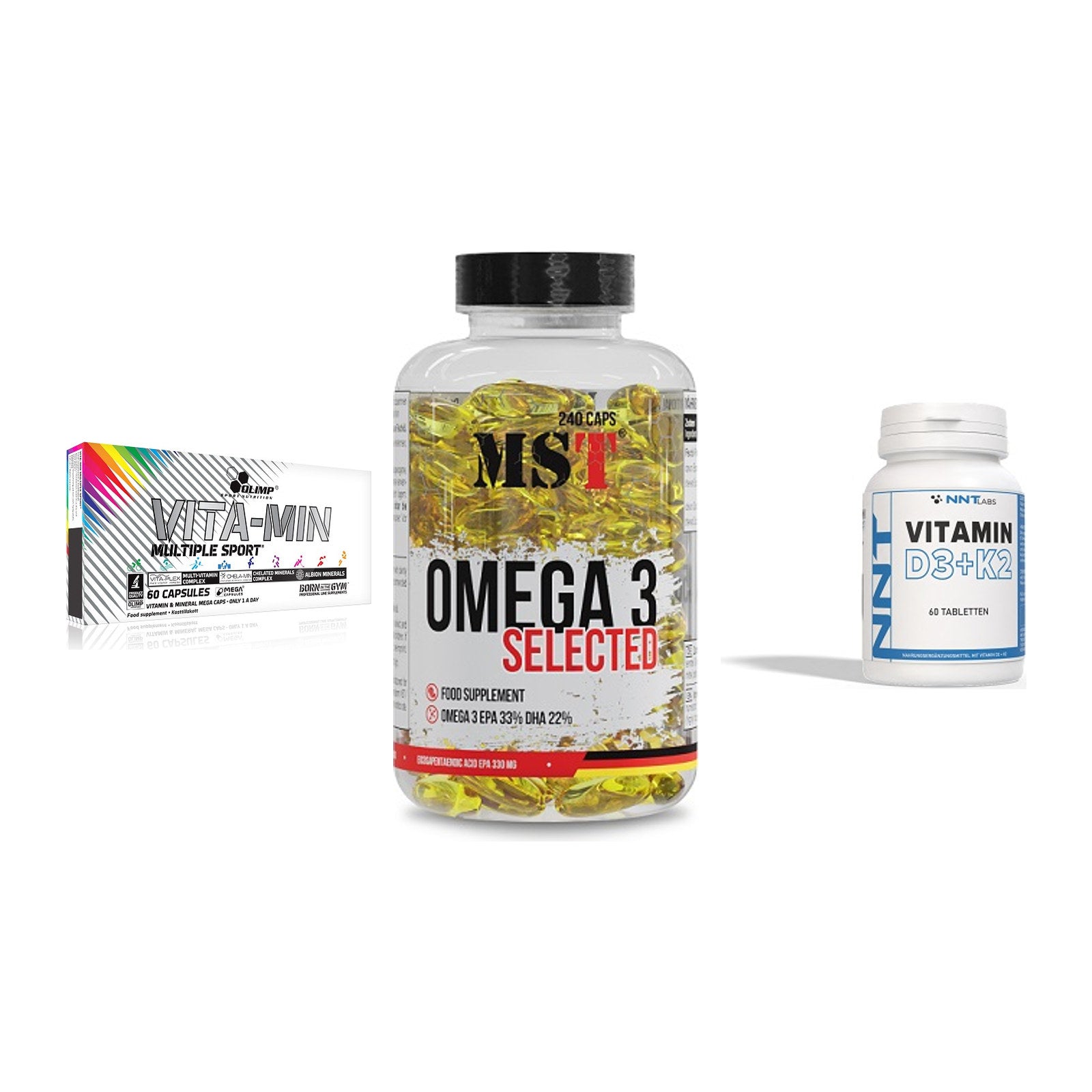 Grundversorgung: Olimp Vita-Min + MST Omega 3 + NNT Vitamin – alle enthaltenen Artikel