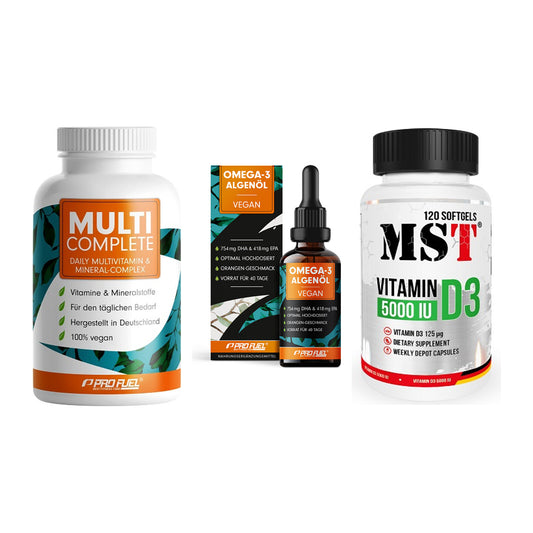Grundversorgung: ProFuel MULTI + ProFuel Omega 3 + MST Vitamin D3 – alle enthaltenen Artikel