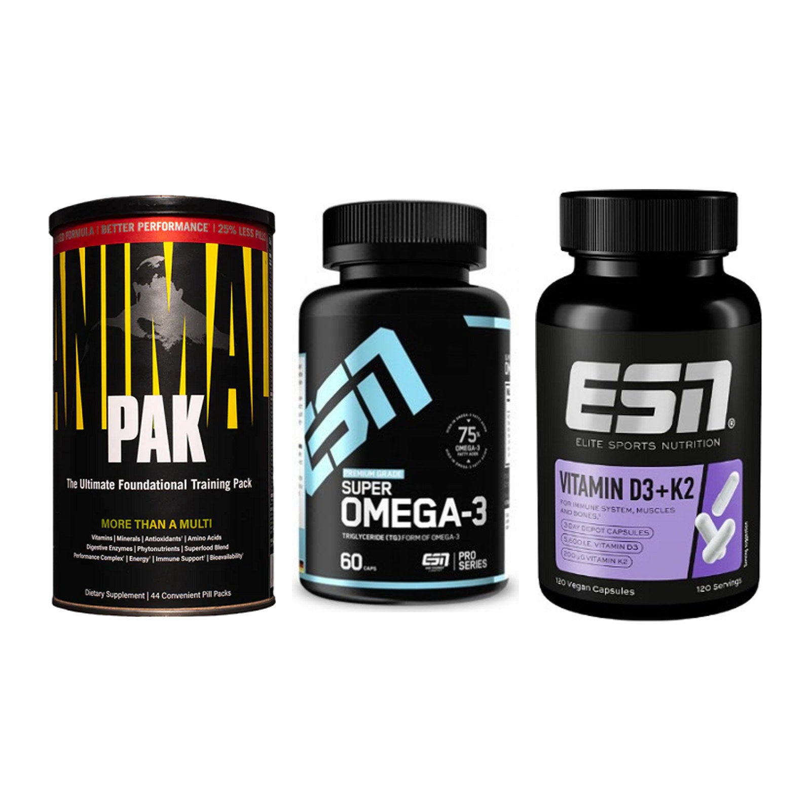Grundversorgung: Universal + ESN Omega 3 + ESN Vitamin D3 – alle enthaltenen Artikel