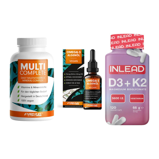 Grundversorgung: ProFuel MULTI + ProFuel Omega 3 + INLEAD Vitamin – alle enthaltenen Artikel