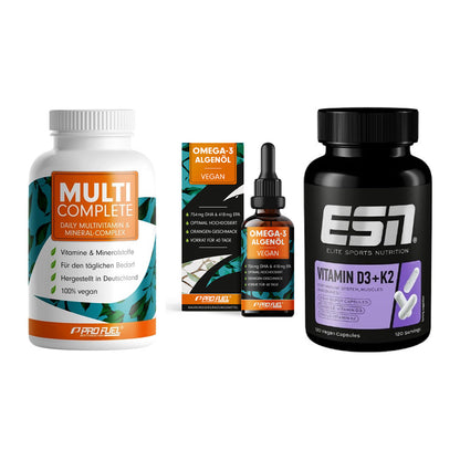 Grundversorgung: ProFuel MULTI + ProFuel Omega 3 + ESN Vitamin D3 – alle enthaltenen Artikel