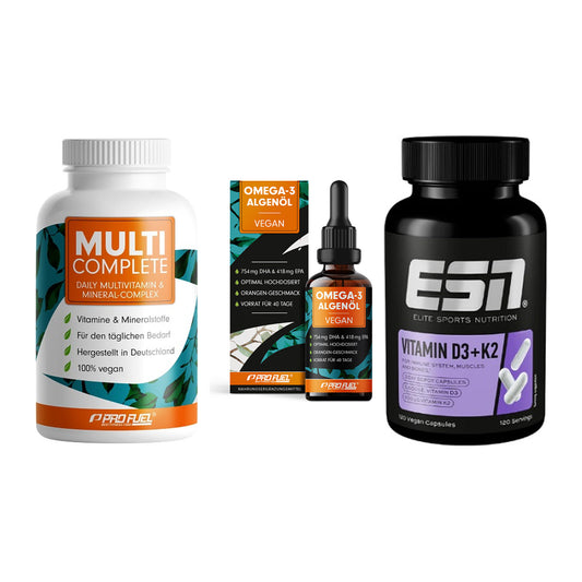 Grundversorgung: ProFuel MULTI + ProFuel Omega 3 + ESN Vitamin D3 – alle enthaltenen Artikel