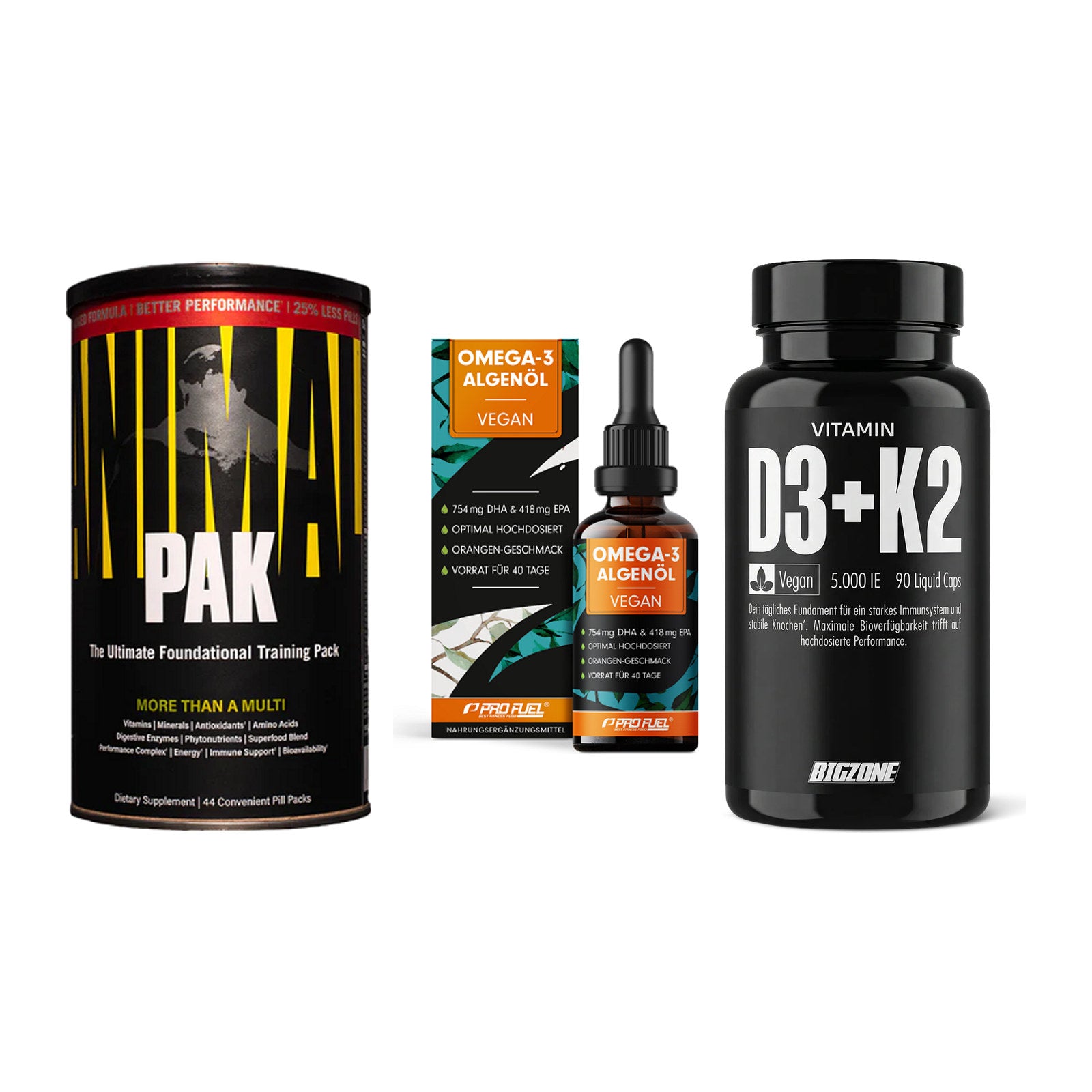 Grundversorgung: Universal + ProFuel Omega 3 + Big Zone – alle enthaltenen Artikel