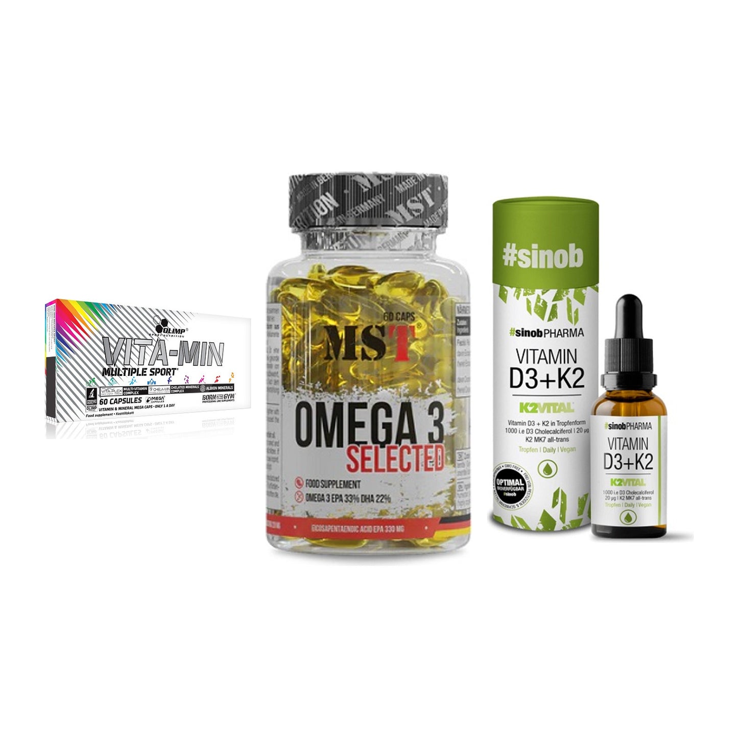 Grundversorgung: Olimp Vita-Min + MST Omega 3 + Sinob Vitamin – alle enthaltenen Artikel