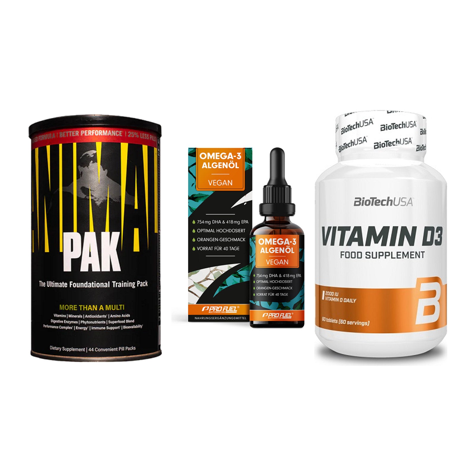Grundversorgung: Universal + ProFuel Omega 3 + BioTech Vitamin – alle enthaltenen Artikel