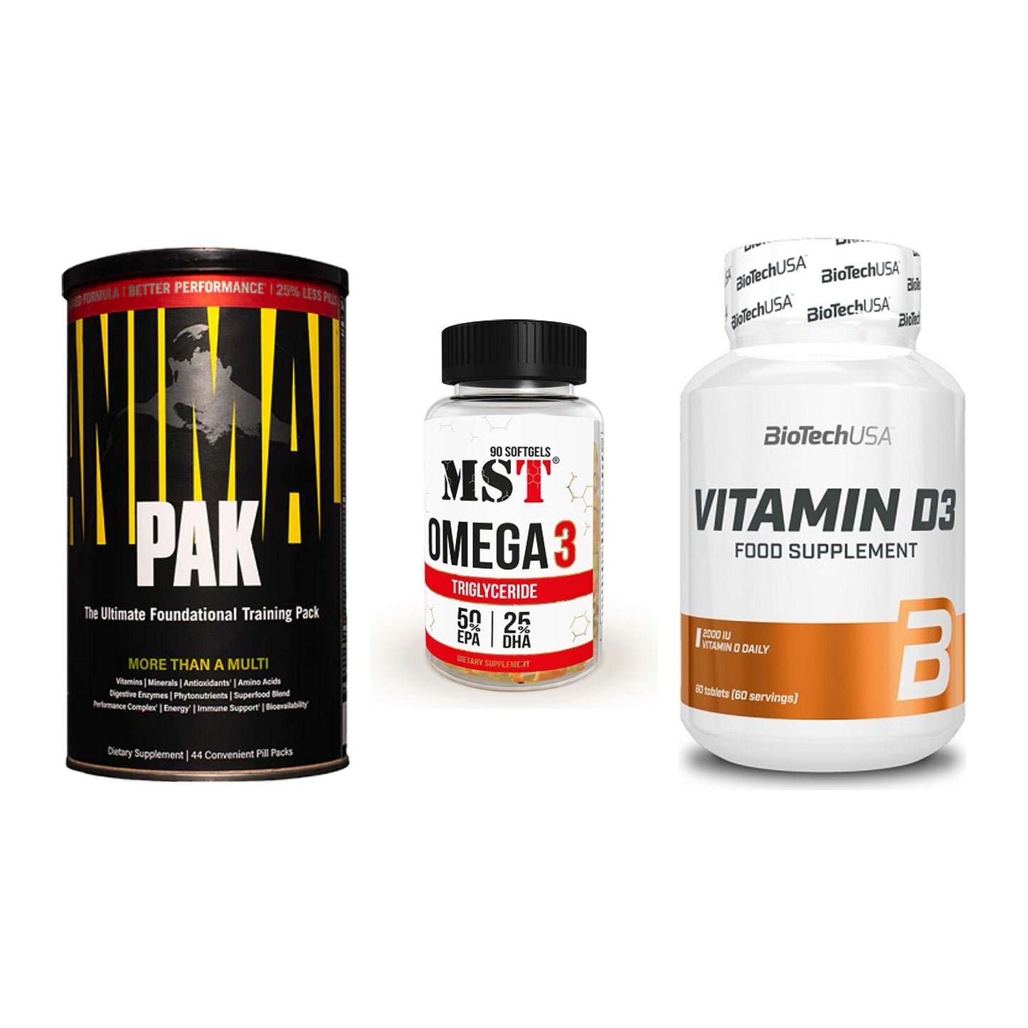 Grundversorgung: Universal + MST Omega 3 + BioTech Vitamin – alle enthaltenen Artikel