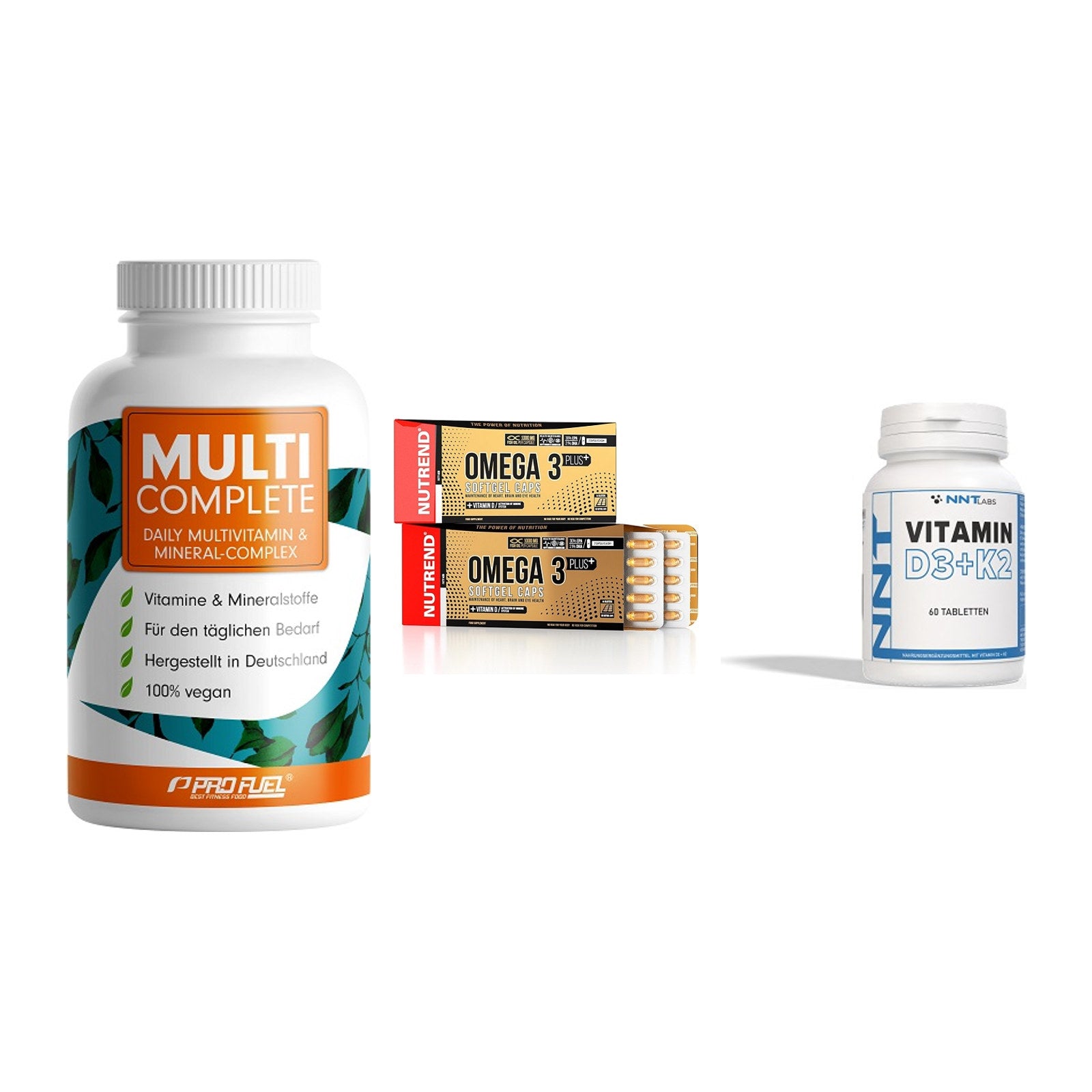 Grundversorgung: ProFuel MULTI + Nutrend Omega 3 + NNT Vitamin – alle enthaltenen Artikel