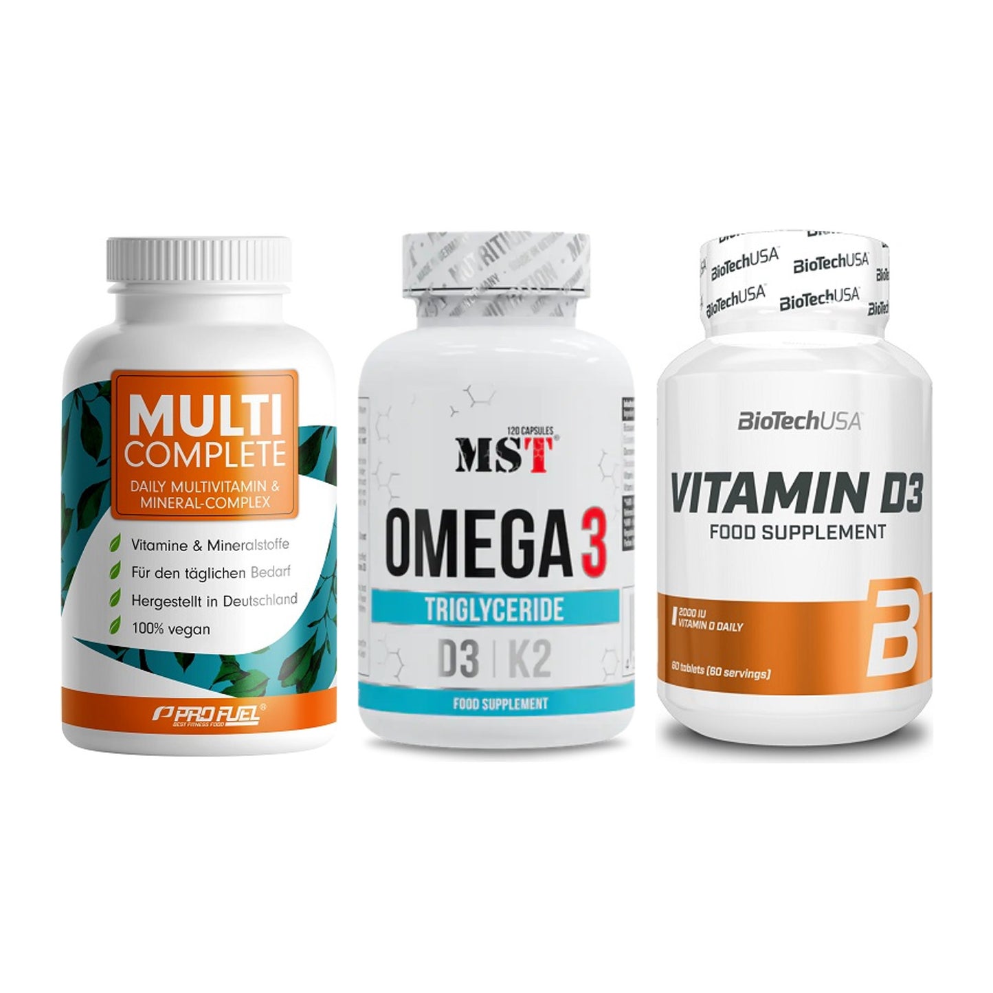 Grundversorgung: ProFuel MULTI + MST Omega 3 500 + BioTech Vitamin – alle enthaltenen Artikel