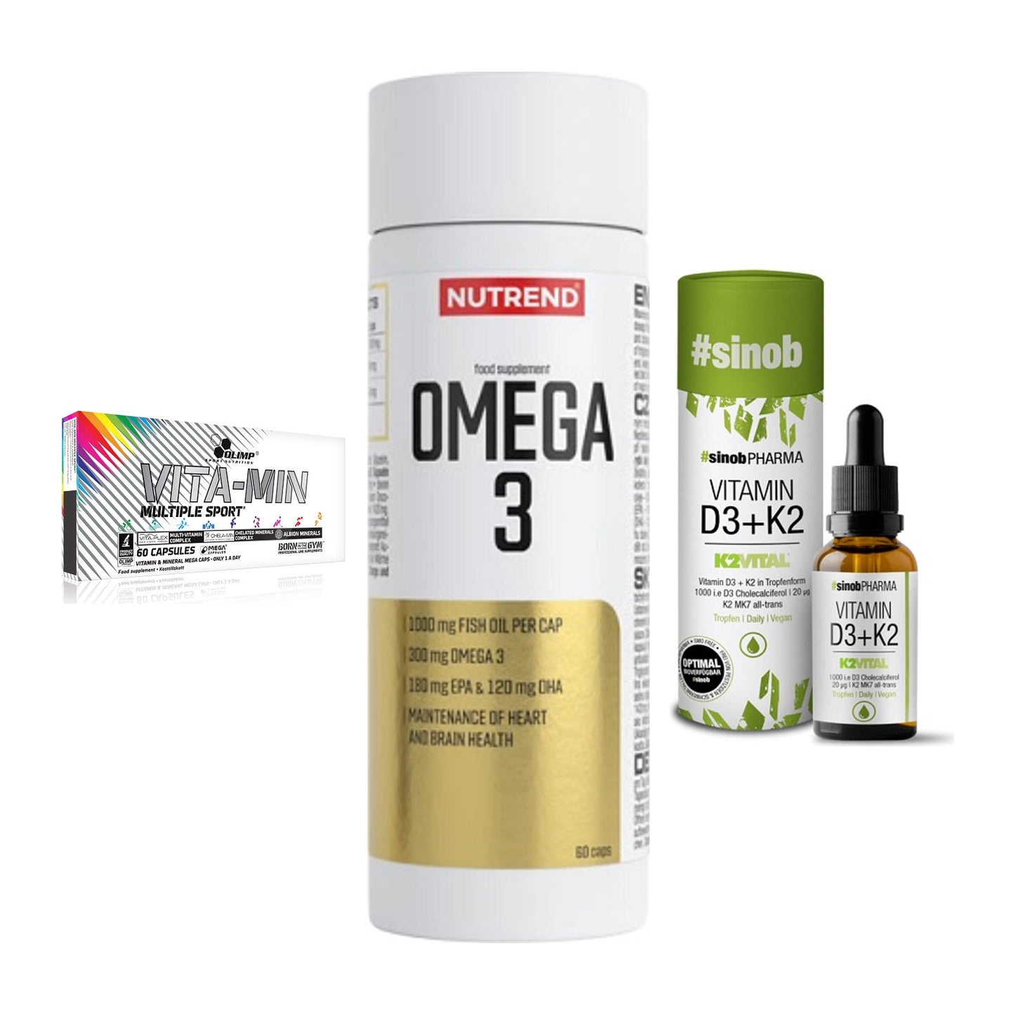 Grundversorgung: Olimp Vita-Min + Nutrend Omega 3 + Sinob Vitamin – alle enthaltenen Artikel