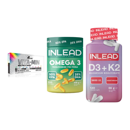 Grundversorgung: Olimp Vita-Min + INLEAD Omega-3 + INLEAD Vitamin – alle enthaltenen Artikel
